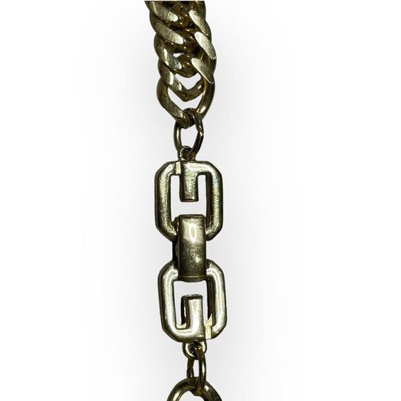 GIVENCHY Signed Necklace Curb Links Double G Clasp Vintage 1980s Designer - Picture 5 of 11